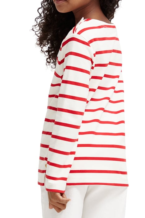 LONG-SLEEVED YARN-DYED STRIPE T-SHIRT AMP RED 2