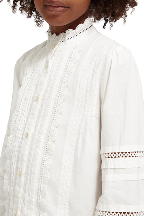 LONG-SLEEVED BRODERIE ANGLAISE DETAIL SHIRT OFF WHITE 6