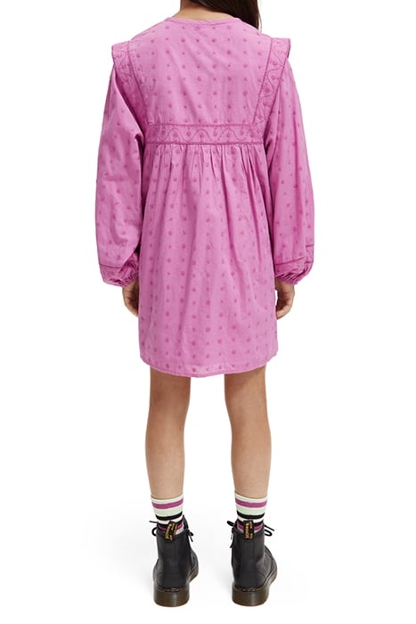 BRODERIE ANGLAISE PANEL DRESS VINYL VIOLET 3