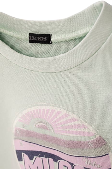 GIRLS’ AQUA GREEN EMBROIDERED VINTAGE IMAGE SWEATSHIRT 4