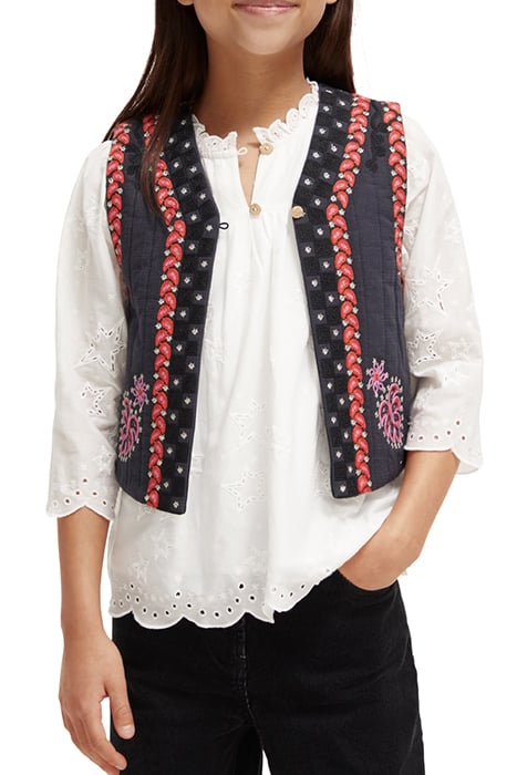 SHORTER-LENGTH EMBROIDERED GILET MIDNIGHT 1