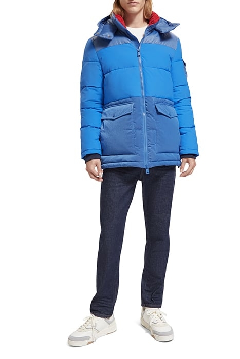 MID LENGTH FABRIC MIX PUFFA JACKET RHYTHM BLUE 3