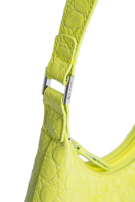 BABY AMBER ACID GREEN CIRCULAR CROCO EMBOSSED LEATHER 2