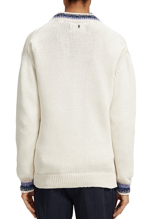 TAPE YARN INTARSIA CARDIGAN OFF WHITE 2