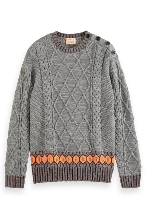 DROPPED SHOULDER FIT WOOL BLEND STRUCTURE SWEATER GREY MELAN 4