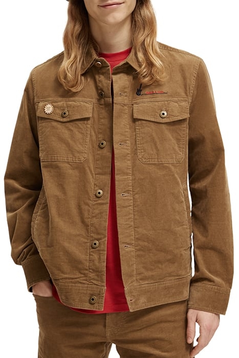 FINE CORDUROY TRUCKER JACKET TAUPE 1