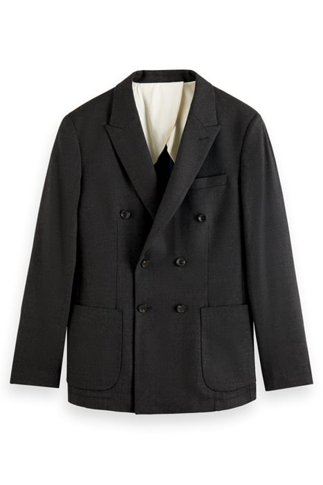 BRUSHED DOUBLE-BREASTED WOOL-BLEND BLAZER VINYL MELANGE 4