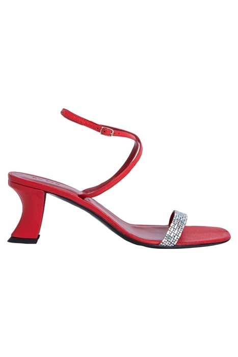 NELLY RED GRAINED LEATHER AND CRYSTALS 1