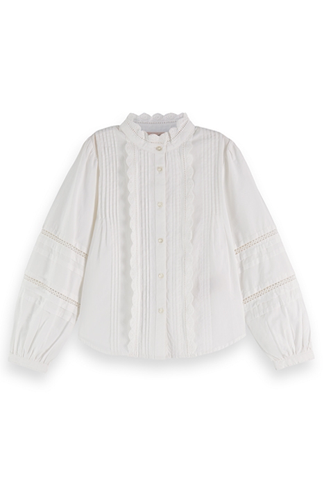 LONG-SLEEVED BRODERIE ANGLAISE DETAIL SHIRT OFF WHITE 4