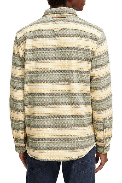 WAFFLE CHECK STRIPE SHIRT MULTI GREEN STRIPE 2