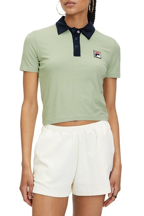 LOOKNOW RIBBED POLO SHIRT SMOKE GREEN 1