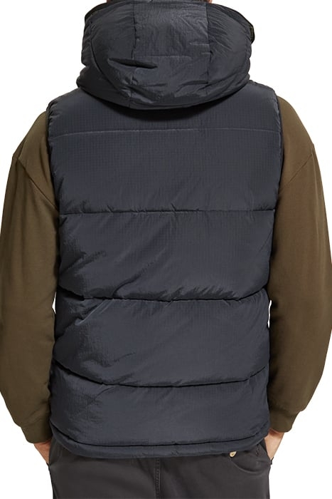 HOODED QUILTED BODYWARMER BLACK 2