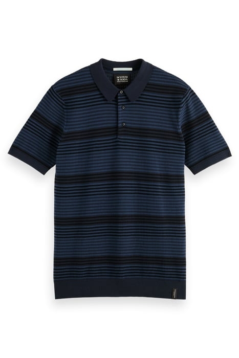STRUCTURE KNITTED POLO BLUE STRIPE 4