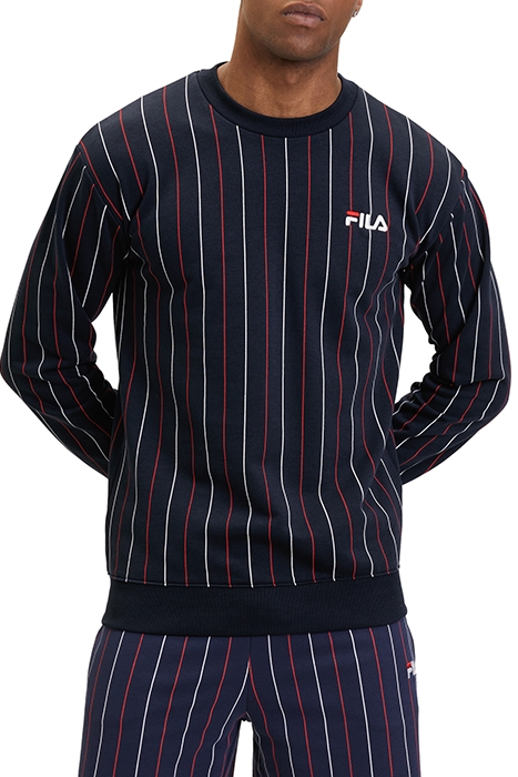 LOBITO PINSTRIPED CREW SWEAT BLACK IRIS/TWO COLOR STIPED 1