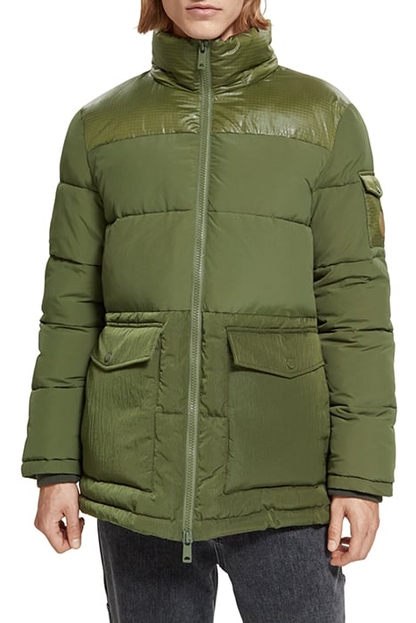 MID LENGTH FABRIC MIX PUFFA JACKET ARMY 7