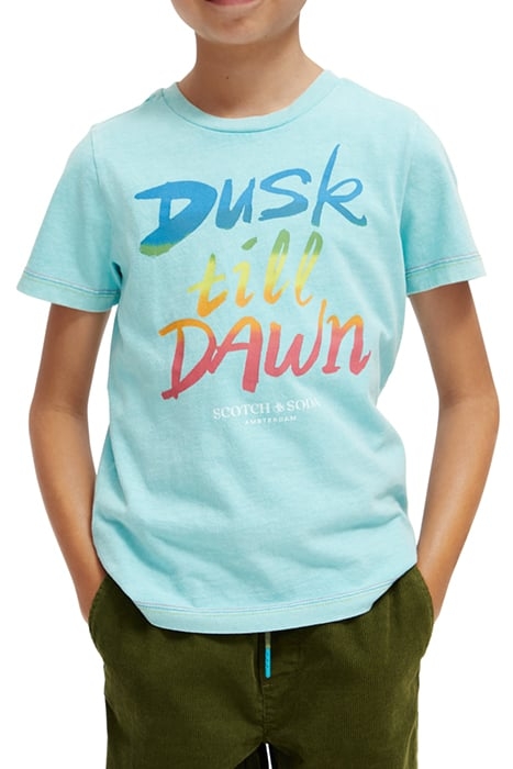 REGULAR FIT ARTWORK T-SHIRT IN ORGANIC COTTON TOPAZ 1