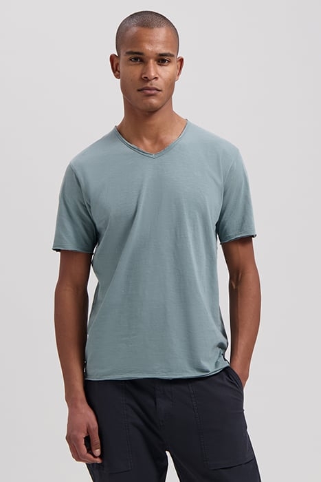 BASIC V-NECK TEE SLUB JERSEY STORMY SEA 1