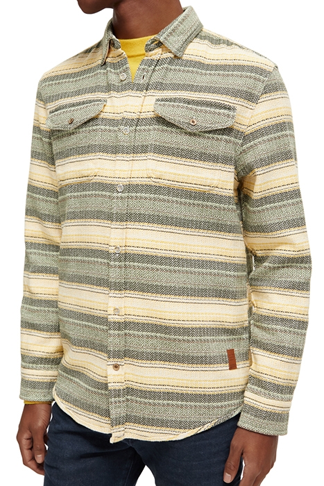 WAFFLE CHECK STRIPE SHIRT MULTI GREEN STRIPE 6