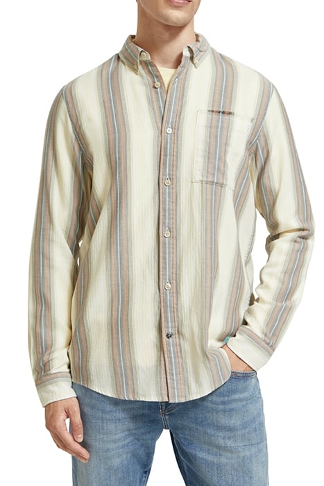 LIGHTWEIGHT HERRINGBONE SHADOW CHECK-STRIPE CAMEL STRIPE 1