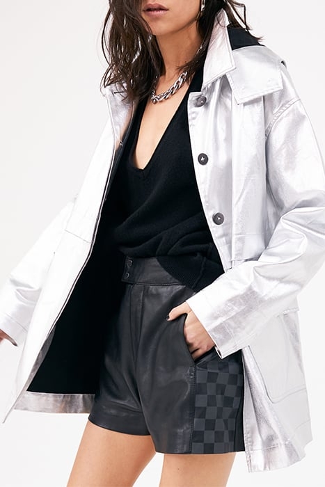 SILVER COATED COTTON PARKA WITH DETACHABLE HOOD 1