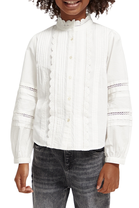 LONG-SLEEVED BRODERIE ANGLAISE DETAIL SHIRT OFF WHITE 1