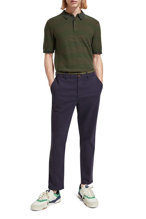 STRUCTURE KNITTED POLO IN ORGANIC COTTON MILITARY STRIPE 3