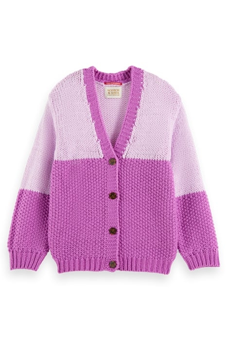 KNITTED COLOURBLOCK CARDIGAN DISCO PINK 4
