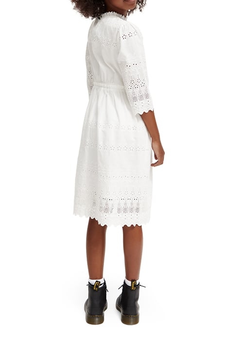 MIDI BRODERIE ANGLAISE DRESS OFF WHITE 3