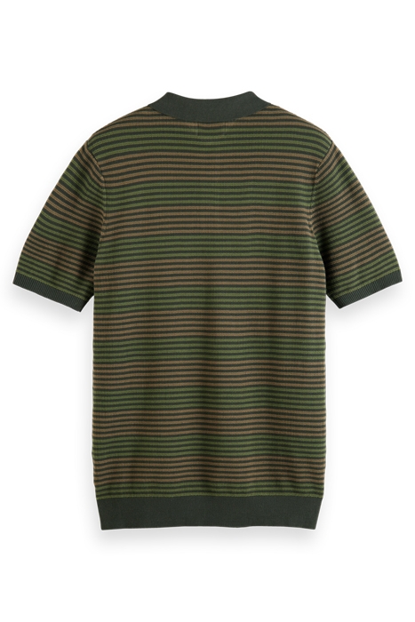 STRUCTURE KNITTED POLO IN ORGANIC COTTON MILITARY STRIPE 5