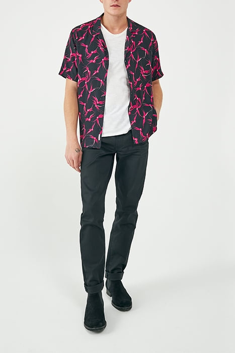 BLACK REGULAR SHIRT WITH PINK FLORAL PRINT 3