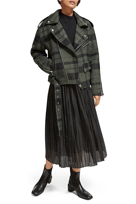GREEN CHECK BIKER JACKET MILITARY GREEN CHECK 2