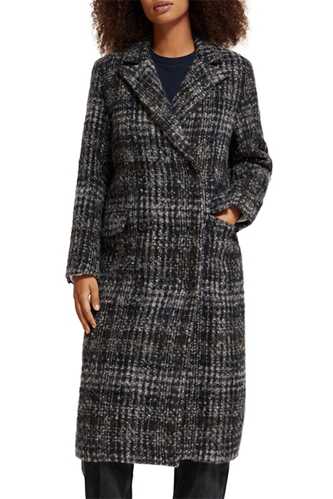 DOUBLE BREASTED COAT IN A BLUE CHECK NIGHT 1