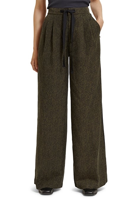 ELENI - HIGH RISE WIDE LEG PYJAMA PANTS LEOPARD SPOT GREEN 1