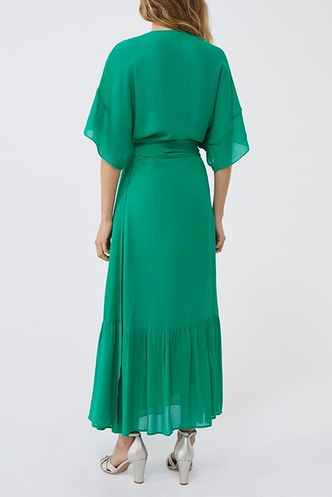 GREEN WRAP LONG DRESS 2