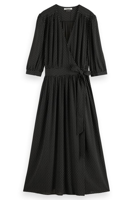 MIDI WRAP DRESS POLKA EVENING BLACK 4