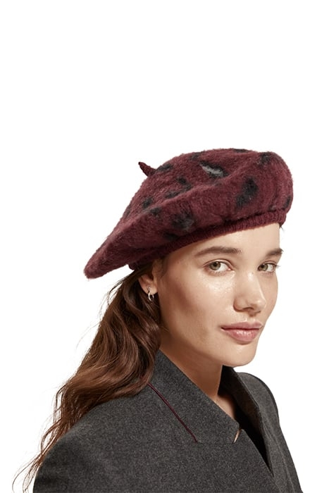 BRUSHED ANIMAL BERET BORDEAUX 2