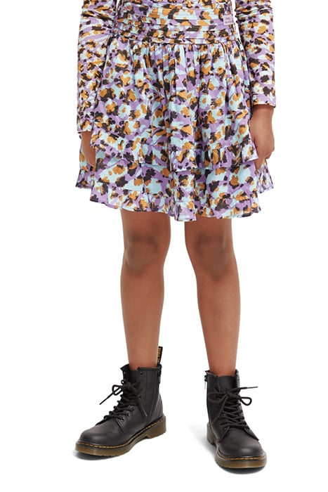 ALL-OVER PRINTED MINI SKIRT FLORAL LEOPARD PURPLE 1