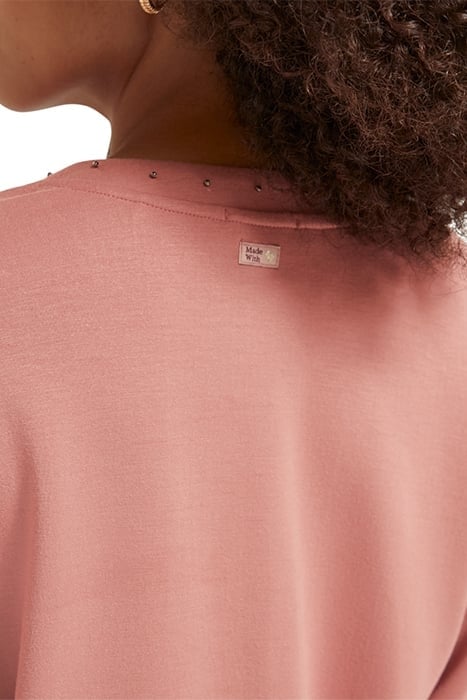 OPEN V-NECK BEADED SWEATSHIRT DUSTY ROSE 8