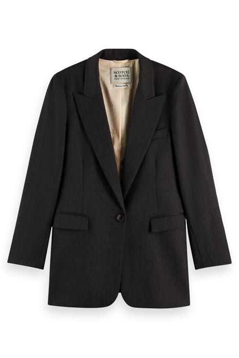 TWILL WOOL BLEND SINGLE BREASTED BLAZER CHARCOAL MELANGE 4