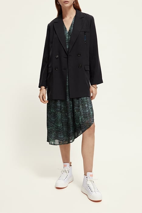 ASYMMETRIC WRAP DRESS FEATHER BOTTLE GREEN 6