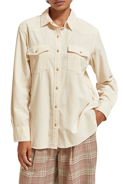 CORDUROY RELAXED FIT WESTERN SHIRT SOFT ICE 1