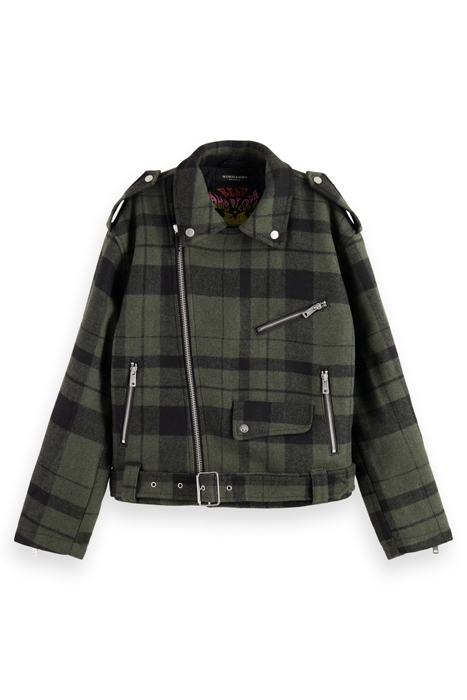 GREEN CHECK BIKER JACKET MILITARY GREEN CHECK 4