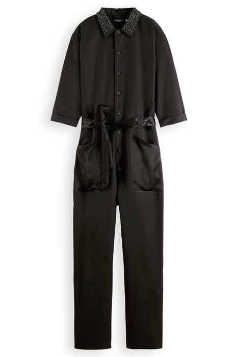 BEADED COLLAR JUMPSUIT EVENING BLACK 4