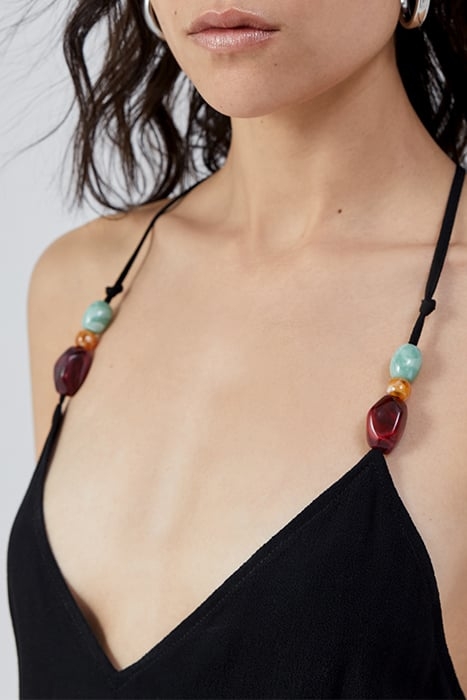 BLACK ECOVERO® STRAPPY DRESS WITH XL BEADS 6