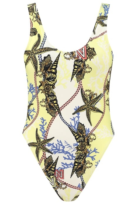 PRINTED SWIMSUIT LIME YELLOW/CORAL 1