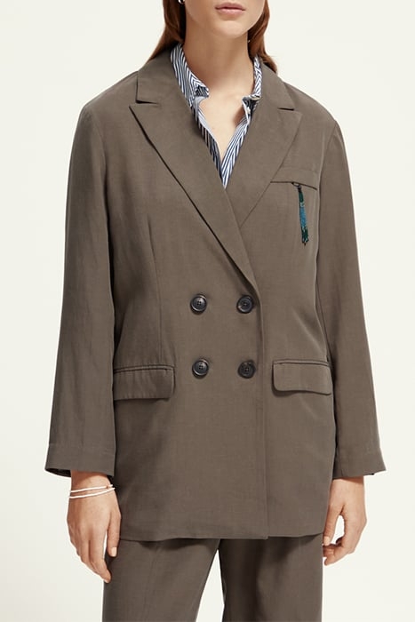 DRAPEY DOUBLE BREASTED BLAZER DARK TAUPE 1