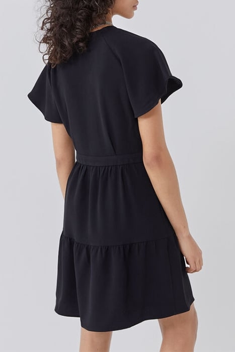 WOMEN'S BLACK BUTTON-FRONT V-NECK DRESS 2