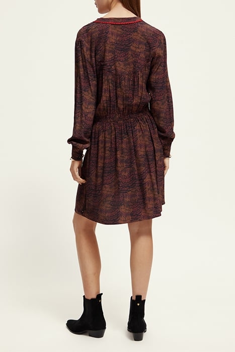 ELASTICATED WAIST MINI DRESS FEATHER BORDEAUX 3