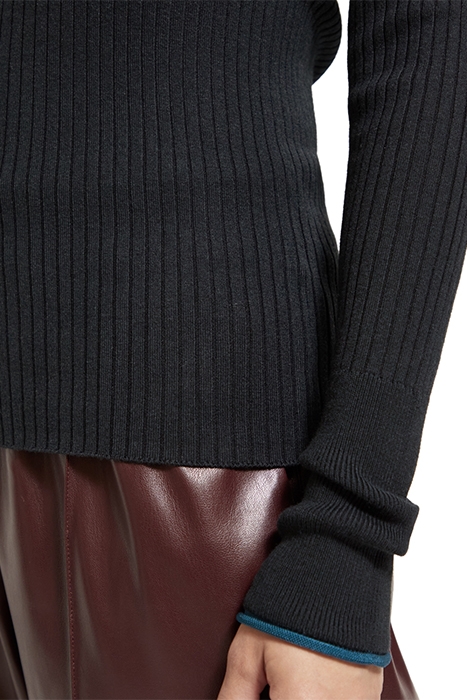 SKINNY RIB V NECK PULLOVER BLACK 7