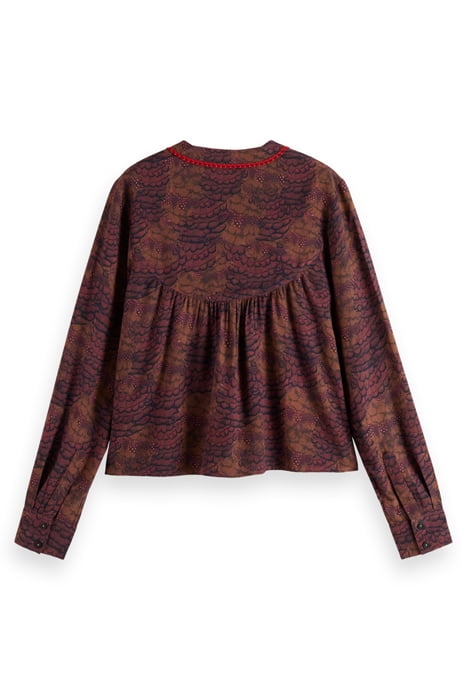 POPOVER TOP WITH STAND COLLAR FEATHER BORDEAUX 5